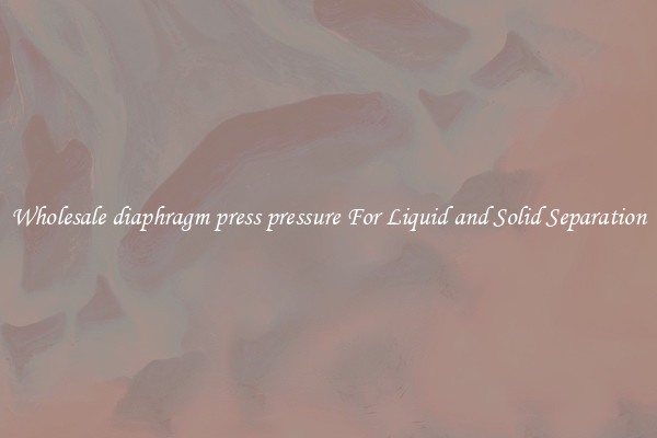 Wholesale diaphragm press pressure For Liquid and Solid Separation